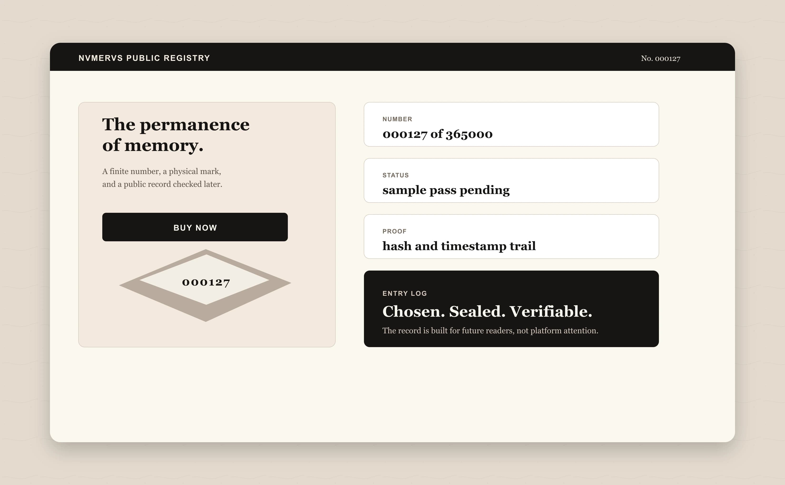 NVMERVS public verification page